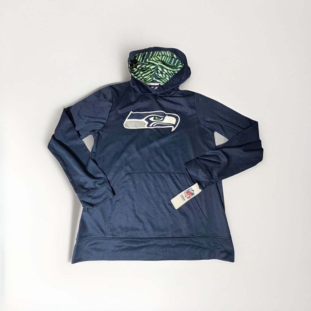 NWT Seattle Seahawks Zubaz Men’s M Hoodie NFL Team Apparel Navy Pullover Logo